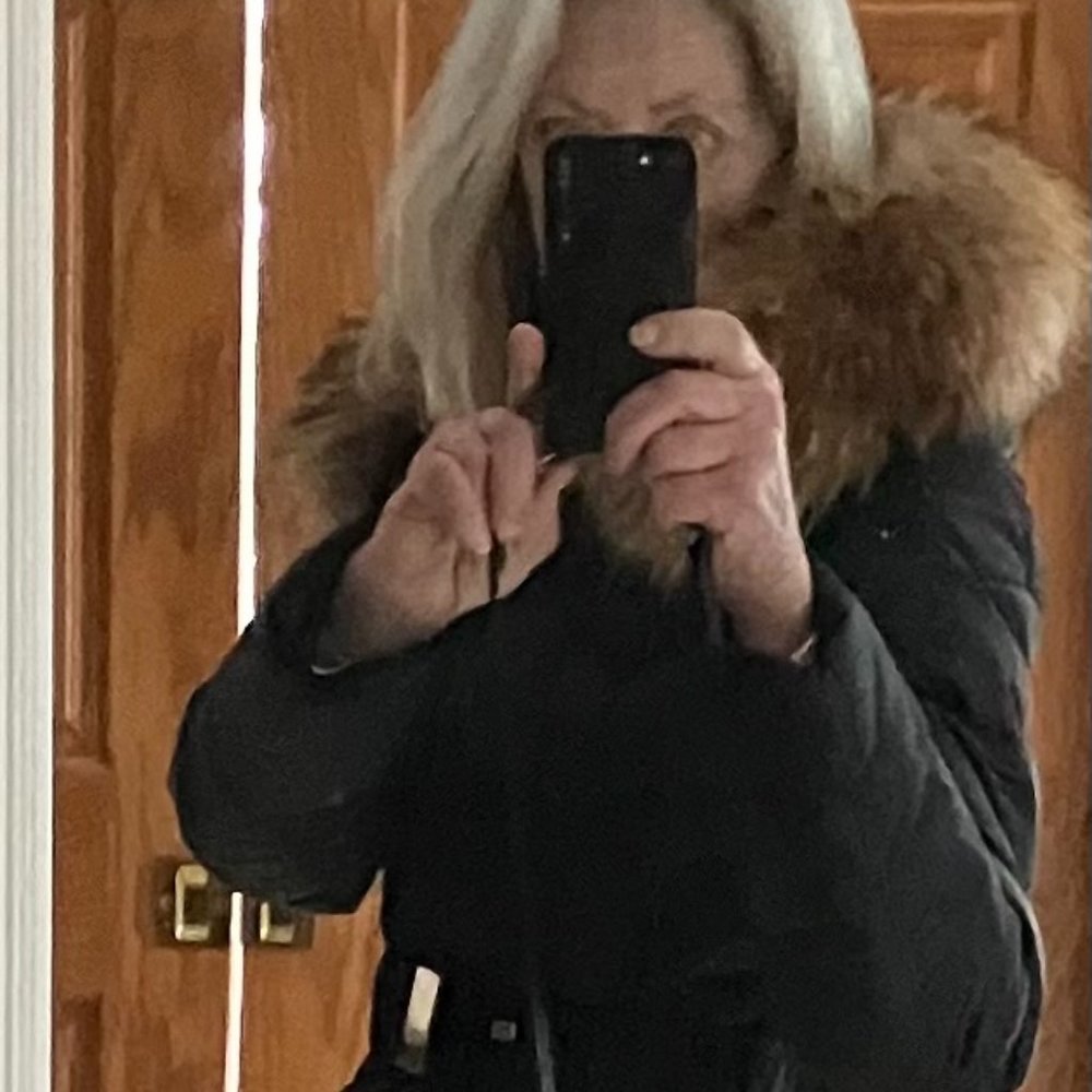 Tahari Quilted Down Hooded Jacket, Real Fur Trim, Belted - Picture 3 of 16
